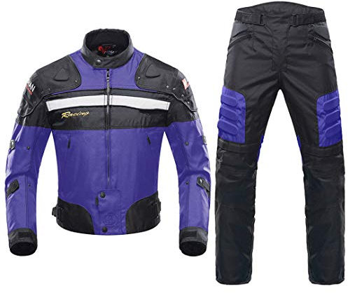 Hcclijo Motocross Anzüge Jacke Hose Moto Jacke Schutzausrüstung Rüstung Herren Motorradbekleidung 020 blue suit M