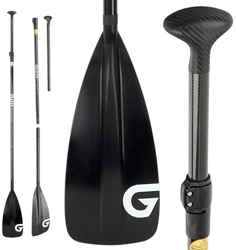 Glory Boards® Carbon Paddel für SUP– nur 800g - Leichter Carbonschaft – Robustes Nylonblatt -3 Teiliges Paddel – ideal für Stand up Paddler– Länge flexibel einstellbar