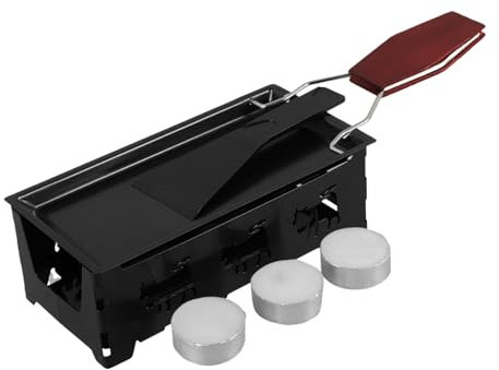 ANDRESLAD Parrilla Para Raclette Fundidor De Queso Mango De Madera Calentador Suave Fácil De Plegar