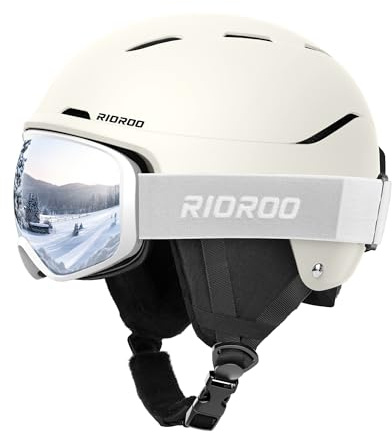 RIOROO Ski Helmet and Goggles Set, Snowboard Helmet Goggles for Men Women & Youth, Shockproof Snow Helmet Anti Fog OTG Snow Goggles for Skiing Snowboarding