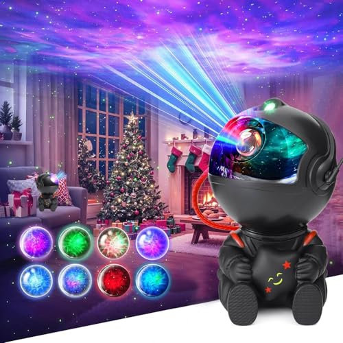 VEANANO Astronaut Galaxy Projector, Star Night Light With Remote Control, USB Powered 360° Adjustable Space Buddy for Kids Bedroom Adults Room (Black)