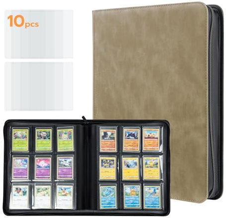 Tolesum Toploader Album pour cartes à collectionner 216 Toploader avec 10 cartes Toploaders à 9 compartiments avec pochettes pour carte rigide de 8,6 x 10,16 cm, classeur pour MTG, album de collection