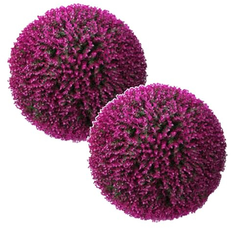 Generisch 2 Stück Deko Buchsbaum,Künstlich Buchsbaumkugel Kugel Künstliche Pflanzen Eukalyptus Dekogras Topiary Buchskugel Kunstpflanze (Lila, 30cm)