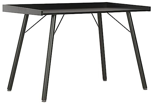 Mangloder Bureau Noir Compact 90x50x79 cm avec Dossier et Panneau latéral surélevé pour Poste de Travail Ordinateur Portable étudiant Salon Maison