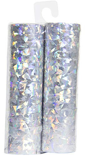 Folat 65815 - Luftschlangen - Silber holografisch - 2 Rollen mit je 18 Schlangen - 4 m lang