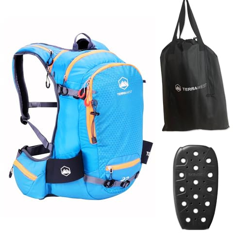 TerraWest Core 22 Ski Backpack (Recco Reflector Installed) - Ocean Blue/Orange