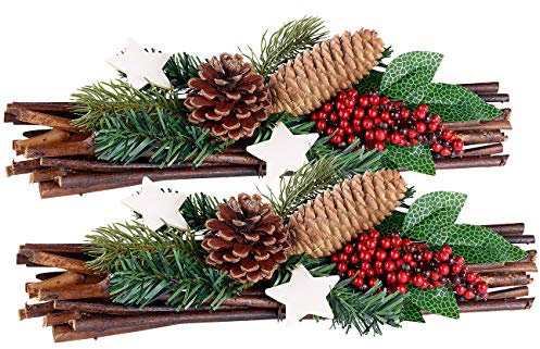 Britesta Gestecke Weihnachten: 2er-Set Handgefertigte Weihnachts- & Adventsgestecke, Tannenzapfen (Dekorationen Weihnachten, Winter-Dekoration, Adventskranz)