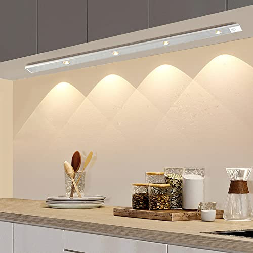 50 cm Under Cupboard Kitchen Lights with Motion Sensor LED Sensor Light Indoor USB Rechargeable Cabinet Lights Fully Dimmable Wireless Night Light for Kitchen, Bedroom, Stairs (3 Colors)