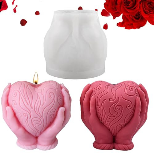 Moldes para Velas Corazón, Moldes de Silicona 3D Corazón de Resina Epoxi DIY Molde, Kit para Hacer Velas Aromáticas, Moldes de silicona para velas Perfumadas Jabón para San Valentín DIY