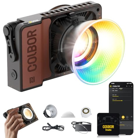COLBOR Videolampa, W60R 60 W RGB bärbar 345 g kontinuerlig belysning CRI97+ APP-kontroll med DC/TypeC-kontakt för inomhus- och utomhusfilmintervju livestreaming, videofotografi-LED-lampa-RGB