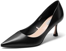 QUEEN HELENA Décolleté con Tacco Basso Scarpe Eleganti a Punta Chiusa Donna K3293 (Nero Pu, 36)