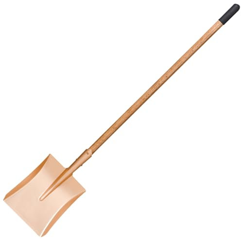 WEDO Pala cuadrada grande sin chispas con hoja recta, pala de transferencia, mango de madera de 55.5 pulgadas de largo con funda antideslizante, pala de excavación, cobre berilio, no magnética,