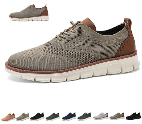 Zapatos Wearbreeze for hombre, zapatos urbanos ultra cómodos for hombre, zapatos Oxford de malla transpirable, zapatillas de vestir informales, zapatos de negocios ligeros for caminar(Khaki 2,42 EU)