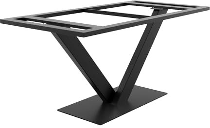 MetaloPro Industrielle Tischgestell Metall in V-Form, Schwarzes Stahlgestell für Esstische, Rechteckige Tischbeine mit Stabiler Bodenplatte, Modernes Design
