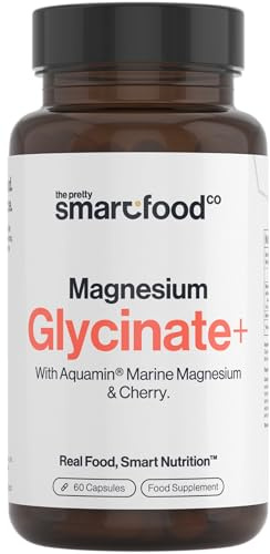 Magnesium Glycinate 3-in-1 Complex - 1440mg - Highly Bioavailable Supplements - Bisglycinate Marine Minerals - 300mg Elemental Mg - with Cherry - 60 Vegan Capsules - UK Made