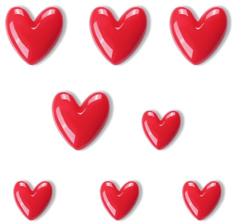 QOJOPU Fridge Magnets - 8 Pack Strong Magnets Cute Heart Refrigerator Magnets, Red Decorative Small Button Magnet, Heavy Duty Mini Magnet for Whiteboard Locker Adults Home Kitchen Office & Classroom