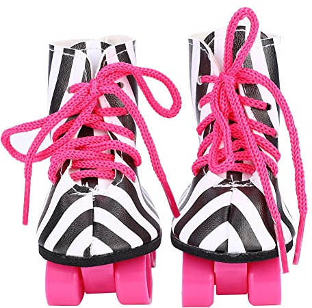 Generic Scarpe da Skate a Rotelle per Bambole Alla Moda da 18 Pollici Accessorio per Bambole Leggero di Alta qualità per Giocattoli per , Rosa (Strisce nere)
