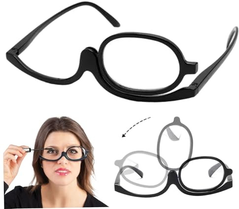 Gafas de maquillaje, gafas de aumento plegables y portátiles, par de transparentes con lente giratoria, de lectura resistentes a roturas de 250 grados para mujeres, niñas