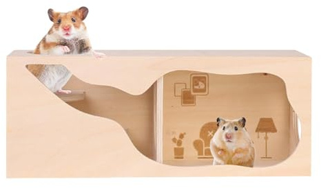 Träbur För Hamster Träleksaker med kan öppnas för husdjur | Mus Leksak Hamster Inhägnad För lek, utforskning och grävning samt för kanin, iller, igelkott med små djur inomhusbruket i