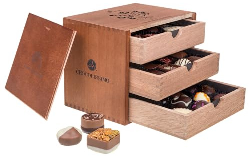ChocoGrande - Ladies - 30 exclusivos Surtido De Pralinés | bombones Praliné | regalo en caja de madera | sabores | Chocolate | Cumpleaños | Mujer | Dia de la madre | San valentín | Dulces navideños