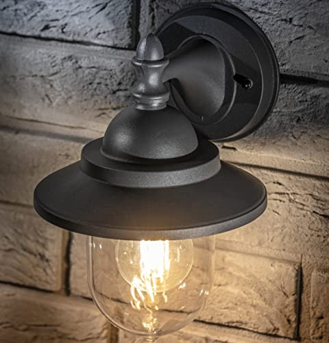 CGC Lighting applique da esterno Lanterna decorativa da giardino con vite standard E27, per portico (Grigio)