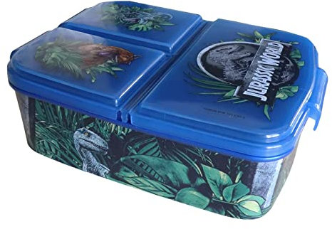 Various Lunch Box for Kids, Sandwich Box with 3 Compartments for Daycare, Kids Lunch Box with Dividers Made of BPA-Free Plastic, Great Gift for Kids (Jurassic World)