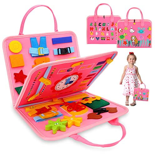 Montessori Sensory Toys for 1-2-3 Year Old Toddler - Kids Busy Board for 12-36 Month Baby Boys Girls Gift for 1-3 Baby Activity Games Learning Educational Toys for 1-4 Year Olds Gifts for 1-4 Toddlers
