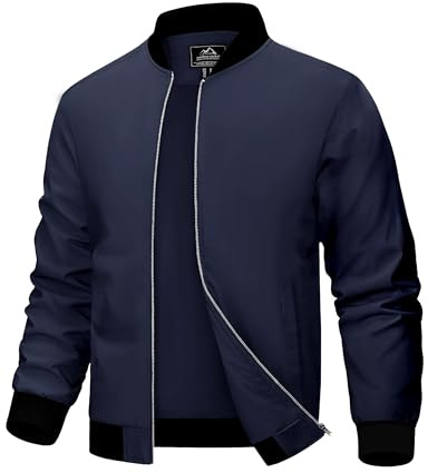 MAGCOMSEN Chaqueta bomber para hombre ligera con cremallera completa cortavientos casual