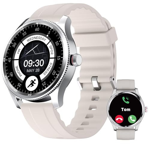 TOOBUR Smartwatch Herren Damen Metalllünette mit Telefonfunktion, Fitnessuhr mit 100 Sports Laufen, 24/7 Puls, Schrittzähler und Fitness-Tracker, IP68 Wasserdicht Schwimmen, Kompatibel Android iOS