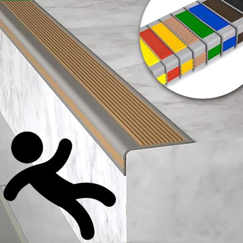 L Profilé Antidérapant Marche Bordure Bandes,Auto Adhésif Protection De Bord De Marche D'escalier,intérieur Nez De Marche Profilé D'escalier, Nez De Marche Profil D’angle PVC,Ignifuge et imperméable.