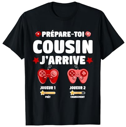 Futur Cousin Gamer Annonce Grossesse Futur Cousin 2025 T-Shirt, Homme, Noir, M