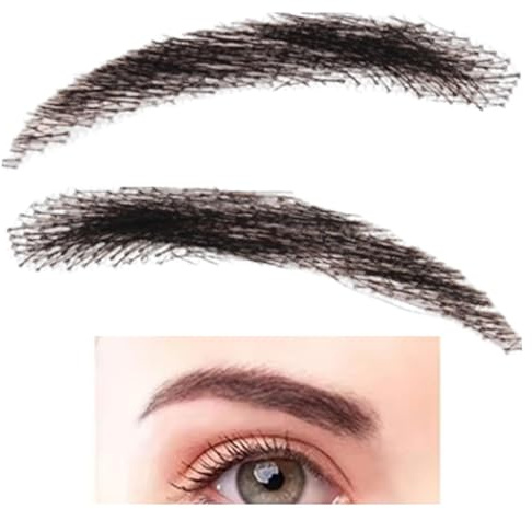 Juego de cejas de pelo humano, cejas falsas realistas, cejas de aspecto natural, cejas postizas reutilizables para hombres y mujeres, maquillaje de vacaciones o uso diario (1