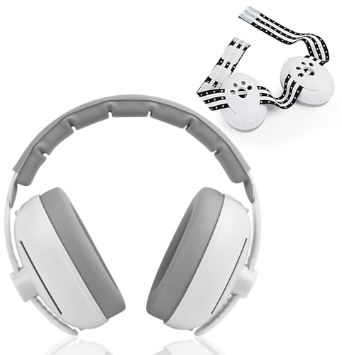 YARVPUV Baby Ohrenschützer,2 in1 Gehörschutz Baby Kopfhörer (0-4 Jahre), Kopfhörer Lärmschutz, Verstellbares Kopfband & leichte ABS-Schale,Weiß