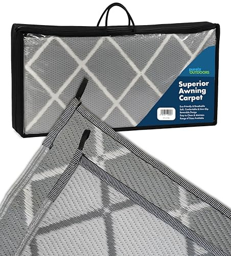 Purely Outdoors Superior Awning Carpet - Eco-Friendly, Padded, Breathable, Non-Slip, Reversible Groundsheet Mat for Caravan Awnings, Tent, Motorhome, Beach, Picnic, Decking (Hampton Grey, 250 x 300cm)