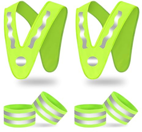 DUTIFUL 2 Stück Warnweste Kinder Sicherheitsweste 360° Reflektorweste Kinder mit 4 Stück Reflektorband V-Form Warnweste Fahrrad Kinder Warnweste für Sport Laufen Fahrrad