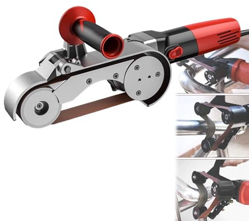 Lijadora de banda para tubos de acero redondos de acero inoxidable con 6 velocidades variables y 5 bandas de lijado, pulidora de tuberías de metal para lijar plástico, aluminio y hierro. 2Roller