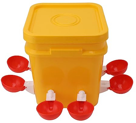 Abbeveratoio automatico per polli, tazze per mangiatoia per ciotola per abbeveratoio automatico per polli con secchio portatile da 12 litri Attrezzatura per bere pollame per (Benna+testa rossa di