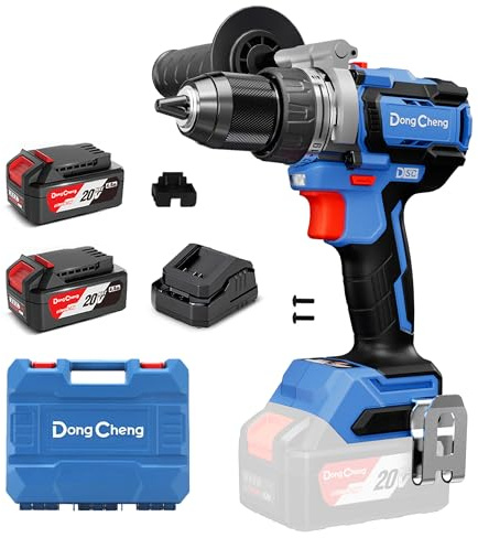 Dong Cheng Trapano a Percussione a Batteria 20V Brushless 160 Nm, Trapano Avvitatore Batteria, 2x4,0 Ah, 3 Modalità-Foratura, Avvitatura, Percussione, Mandrino 13mm, 19+2 Coppie, 2 Velocità