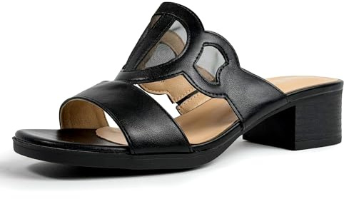 JOMIX Sandalias Mujer Verano con Tacón Bloque Cómodo Sandalias Elegantes Abiertas Mules Fáciles de Poner para Diario Oficina y Vacaciones