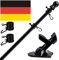 HORSE SECRET Schwarz Fahnenmast aus Aluminium Silber mit 180cm Fahnenmasthalter aus Edelstahl, Edelstahl Fahnenstange kit mit Halterung mit Drehbaren Ringen/inkl 150 * 90cm Deutsche Flagge