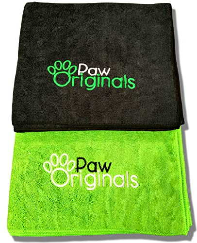 Lot de 2 grandes serviettes de séchage en microfibre super absorbantes pour chiens, chats et animaux de compagnie – 100 cm x 60 cm – Séchage rapide et super douce 400 g/m² – Lavable et séchable en