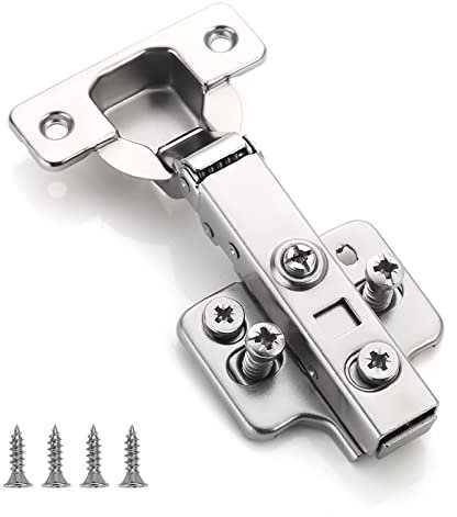 Furniware Bisagras Puertas Cocina de armario de 2 piezas, Totalmente Solapado ángulo de apertura de 110° 3D ajustable con resorte hidráulico Bisagras para armario de cocina de cierre suave perfecto