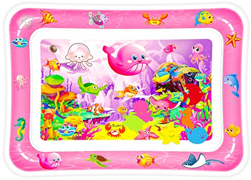 MIRITO Tummy Time Water Mat Uppblåsbar Baby Lekmatta Utveckling Stimulering Tillväxt Sensoriska Aktivitetsleksaker för nyfödda pojkar flickor