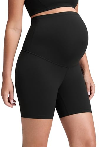 CRZ YOGA Butterluxe Maternity Biker Shorts 6 - Over The Belly Pregnancy Yoga Workout Womens Activewear Buttery Soft Black Medium