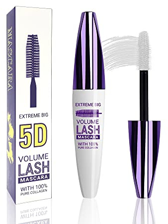 Weiße 5D Telescopic Mascara for Eyelashes, Waterproof Smudge-proof Long Wear Colored Mascara, Voluminous Curling Defining Non-Clump Wimperntusche, False Lash Effect Extension Makeup für Weihnachten