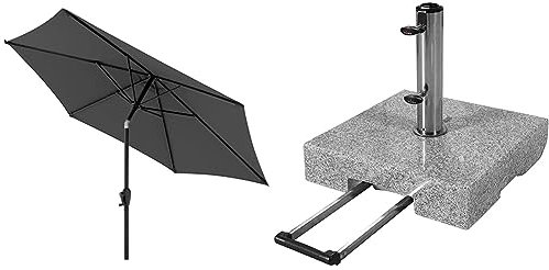 Doppler Sonnenschirm Jack 250 Dunkelgrau Granit-Sonnenschirmständer mit Ausziehgriff 45kg