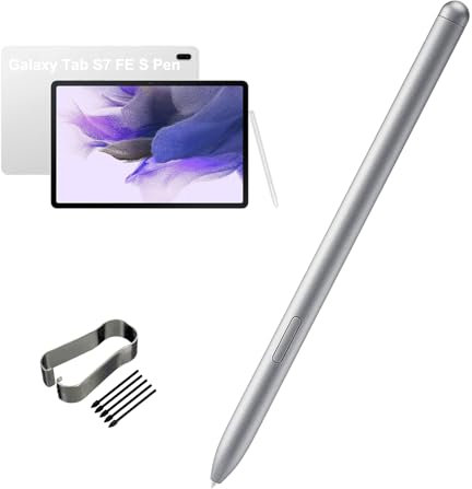 Galaxy Tab S7 FE S Pen Ersatz-Eingabestift für Samsung Galaxy Tab S7 FE SM-T730, SM-T733, SM-T736B Ersatz Stift + Ersatzspitzen/Spitzen, ohneBluetooth (Mystisches Silber)