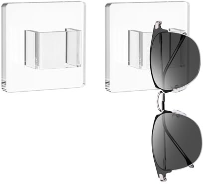 HAOXYO 2 Stück Brillenhalter,Sonnenbrillen Aufbewahrung,Brillenhalter Wand für Büro,Wohnzimmer,Schlafzimmer,Familiendekoration,Männer,Frauen und Mädchen Brillen Ständer(Transparent)