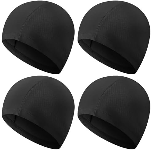 Halinuia 4 Stück Unisex Badekappen, Stoff Badekappen elastische Schwimmhaube rutschfeste Schwimmkappe Badehaube für langes und kurzes Haar