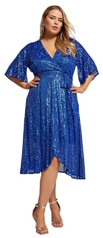 Yours London Curve Sequin Wrap Dress - Women's - Plus Size Curve Blue